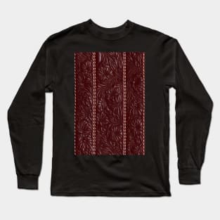 Dark Brown Ornamental Leather Stripes, natural and ecological leather print #66 Long Sleeve T-Shirt